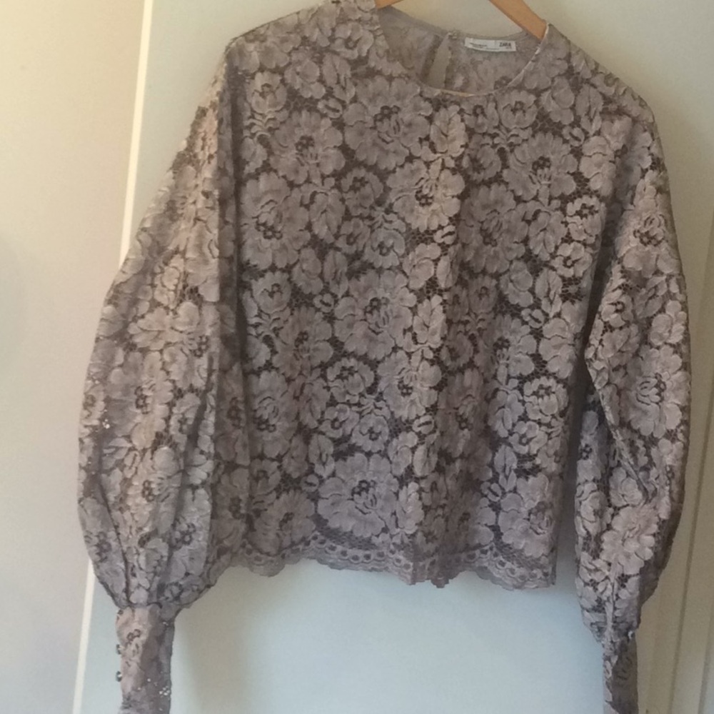 ZARA MOCHA LACED TOP SIZE M